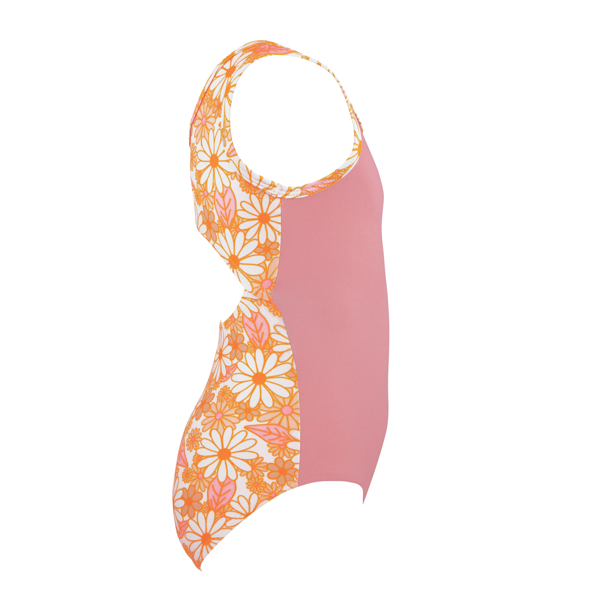 Girls Pink and Orange Retro Flower Gymnastics leotard