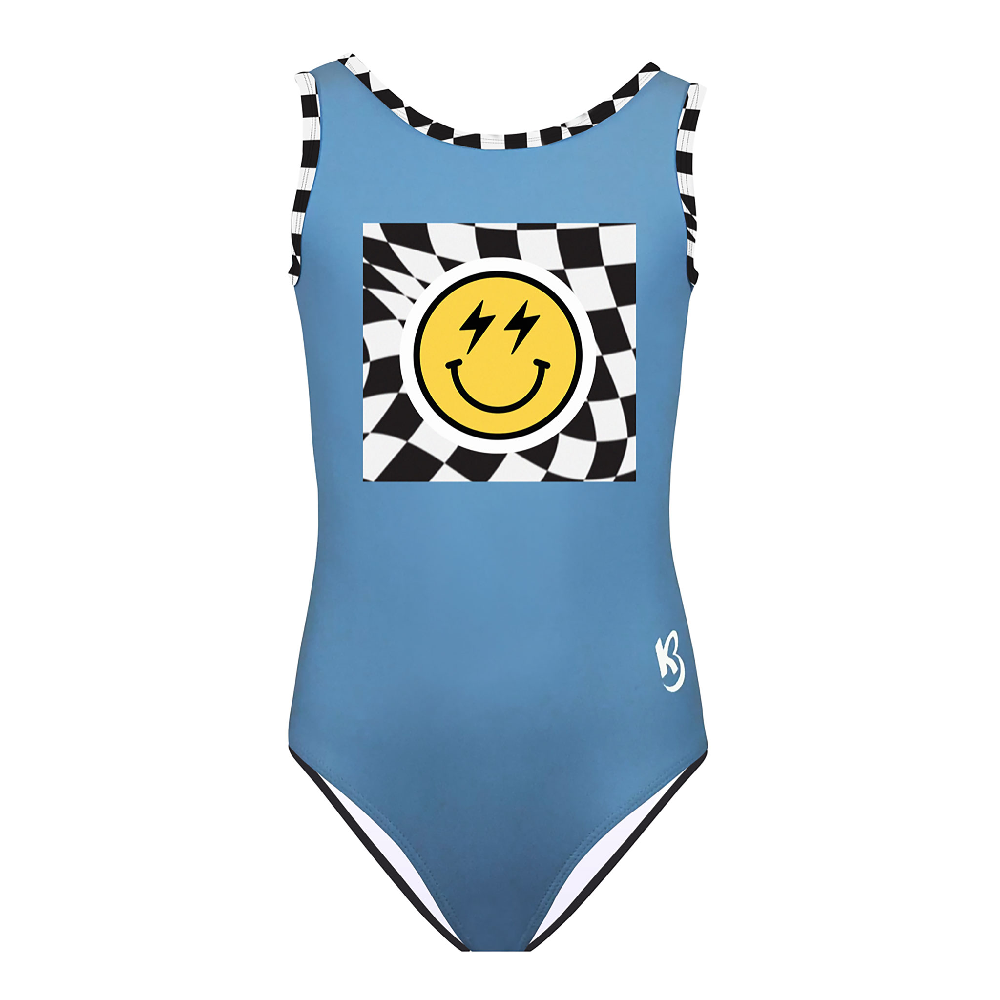 Girls Gymnastics Leotard, Girls Blue Checkered Leotard. Girls Gymnastics Leotard