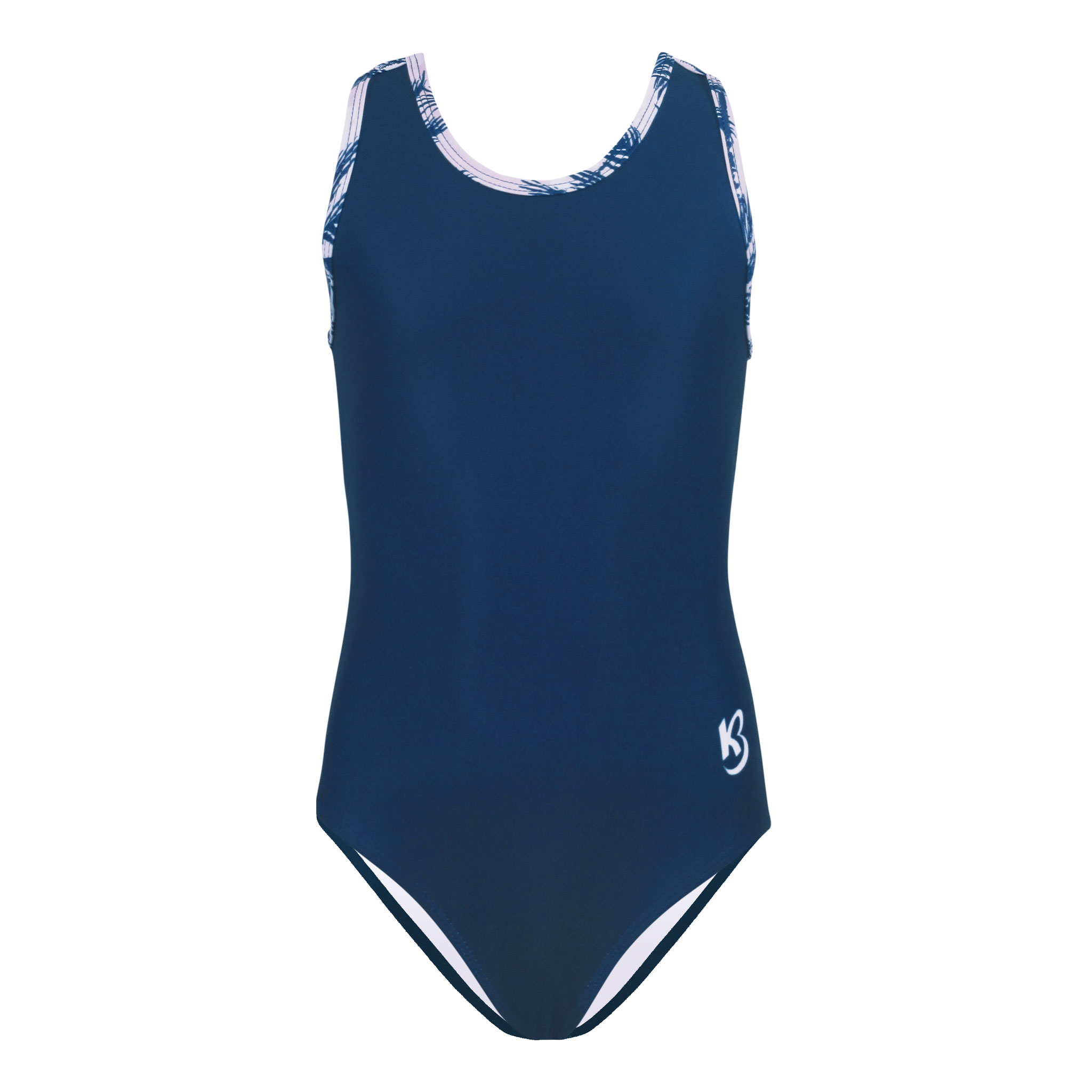 Girls Navy and Pink Tropical Gymnastics Leotard