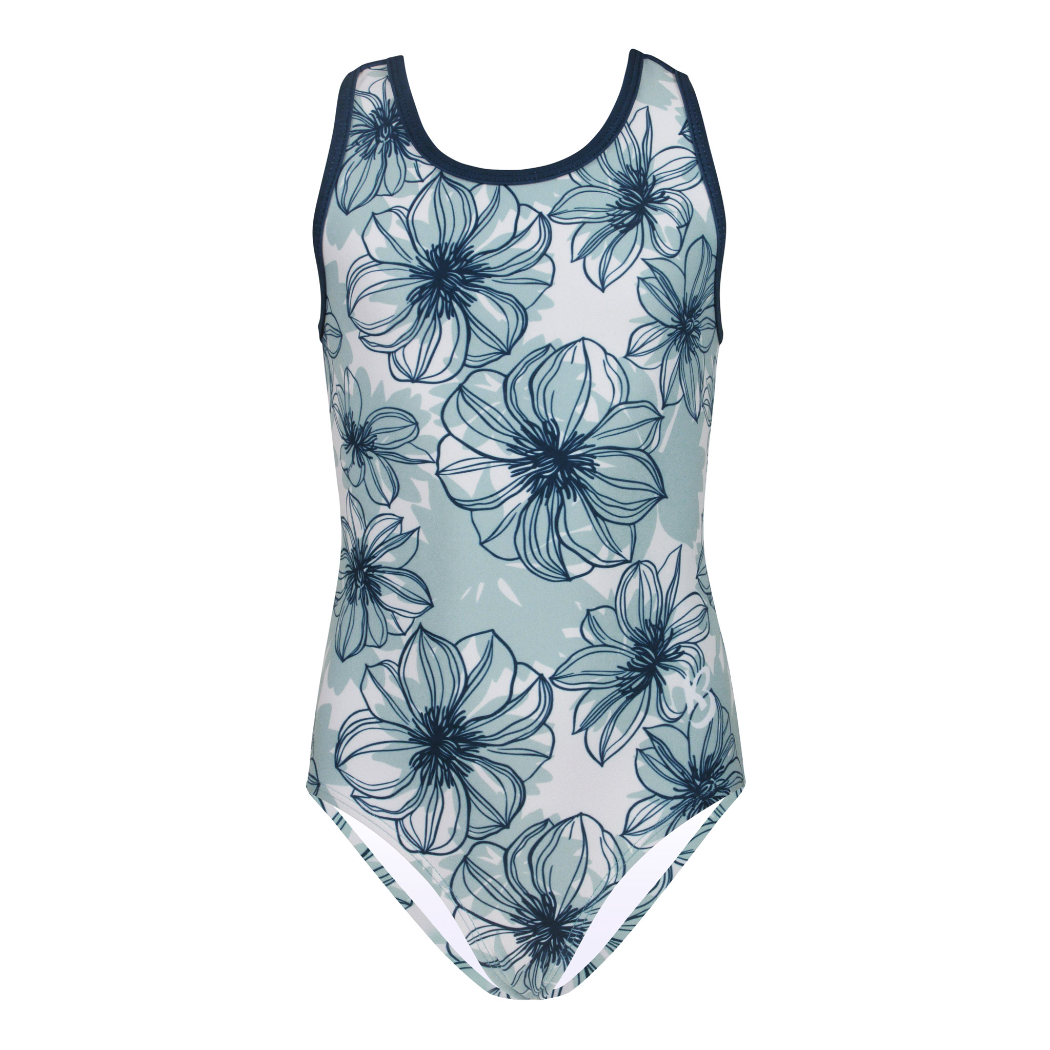 Steel Blue Morning Glory Floral Strappy Back Leotard