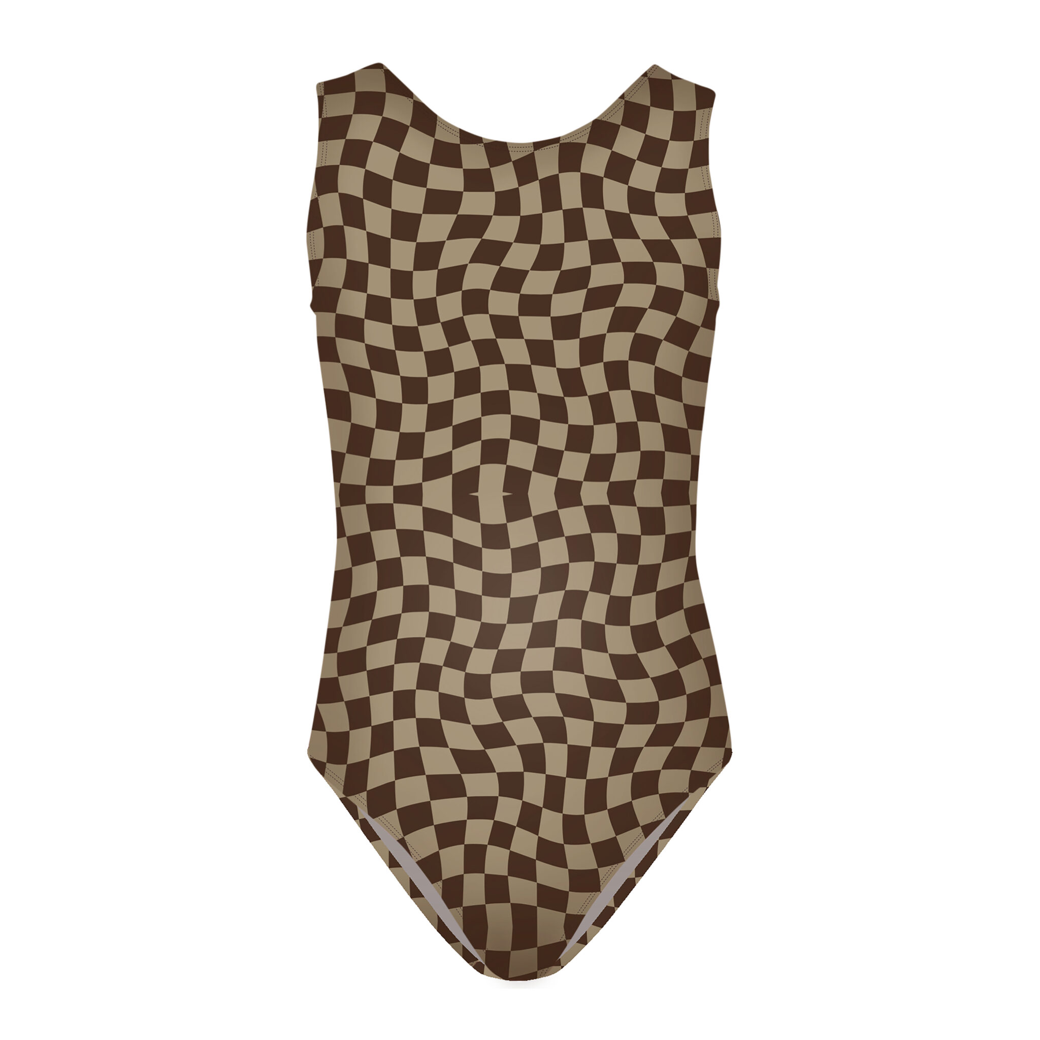 Checkered Brown Gymnastics Leotard