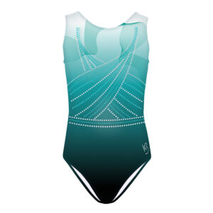 Pretty Teal Competition Leotard for girls gymnastics