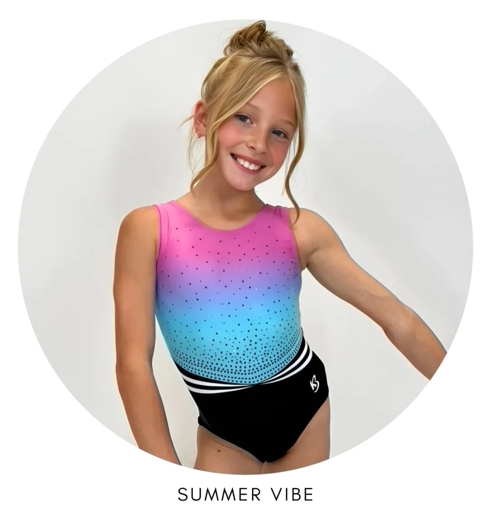 Pink and Turquoise sparkly gymnastics leotard