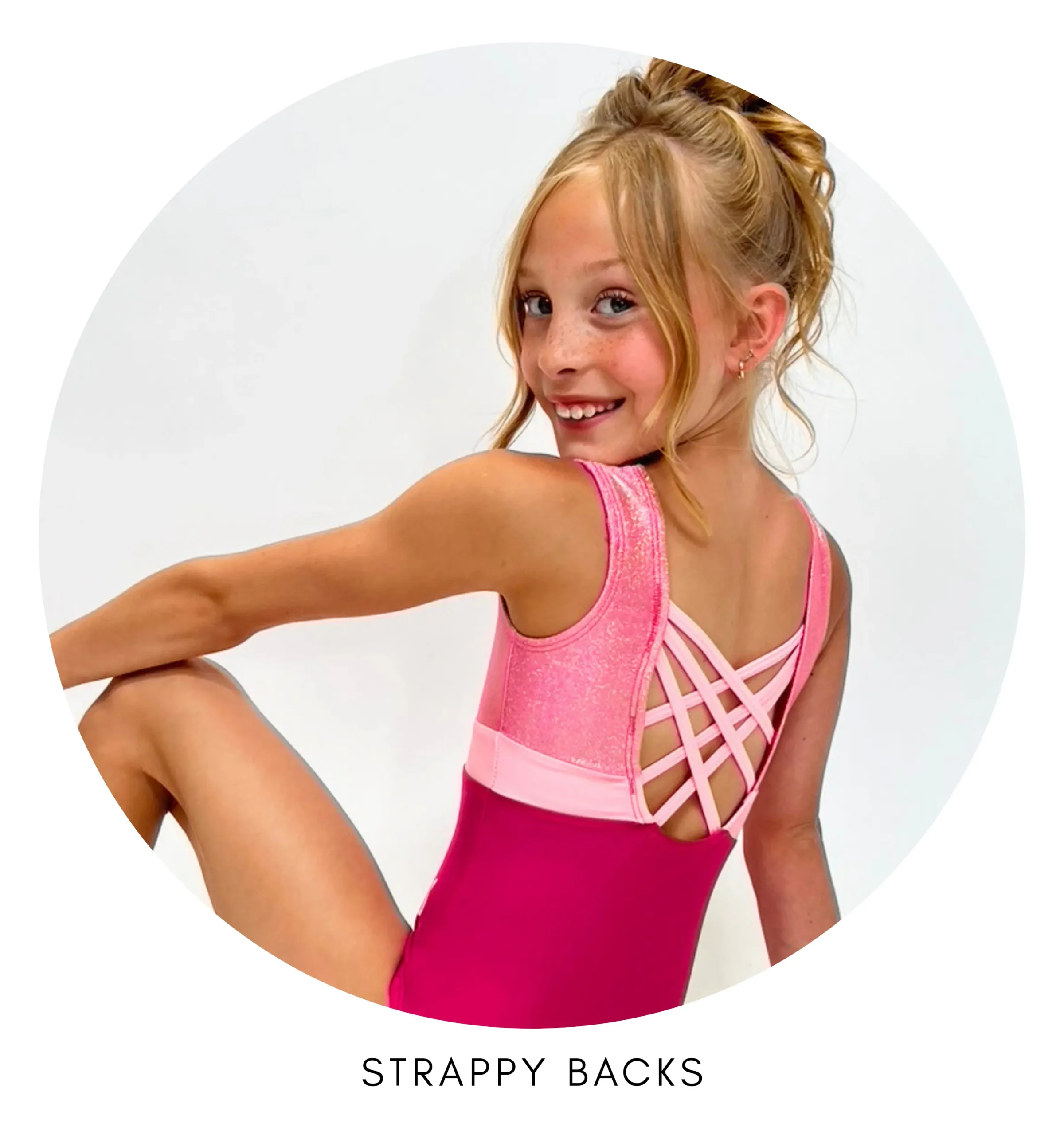 Lattice Back Pink Sparkle Gymnastics leotard