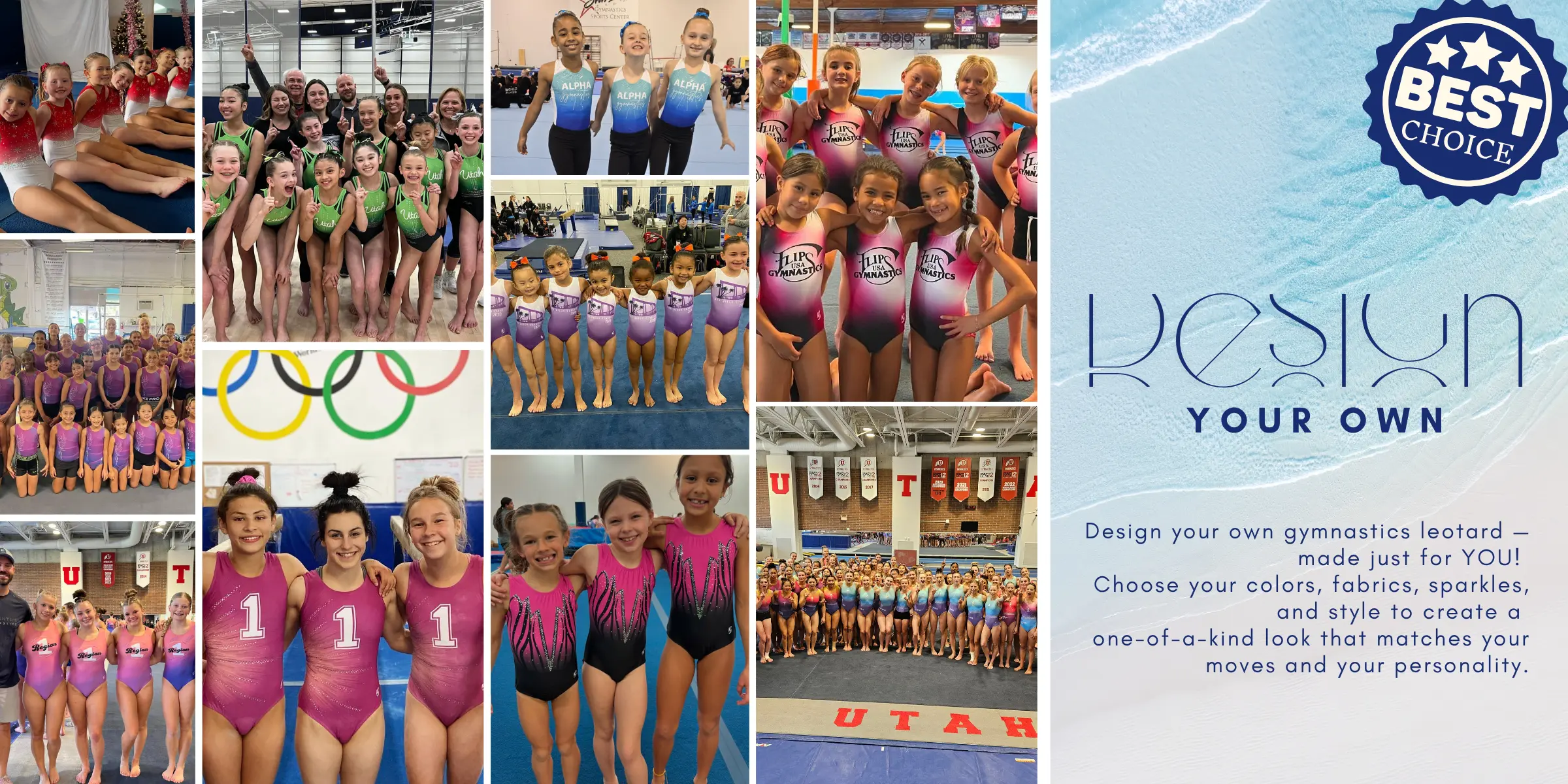 Bring your vision to life with custom-designed leotards made just for your team or athlete by k-Bee Leotards
