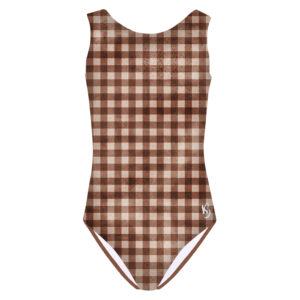 Brown Gingham Gymnastics Leotard