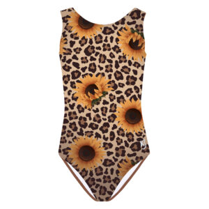 Sunflower and Leopard Print Gymnastics Leotard for Girls