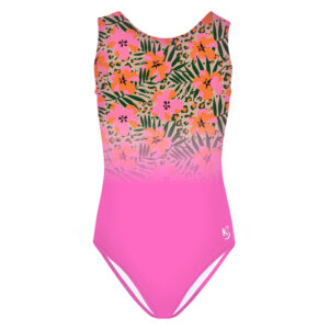 Pink Tropical Isla Crush Strappy Back Gymnastics Leotard